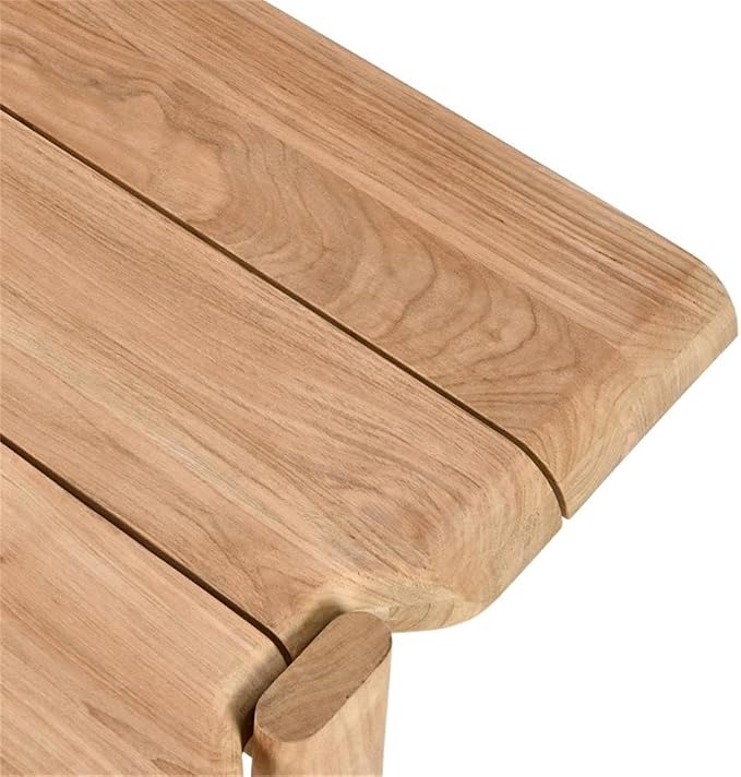 Pemberly Row 94" Teak Wood Outdoor Dining Table, Natural Matte Finish, Seats 8, Plank-Style Top, Durable Patio Furniture for Outdoor Gatherings, 94Wx39Dx30H, Plastic Floor Protectors