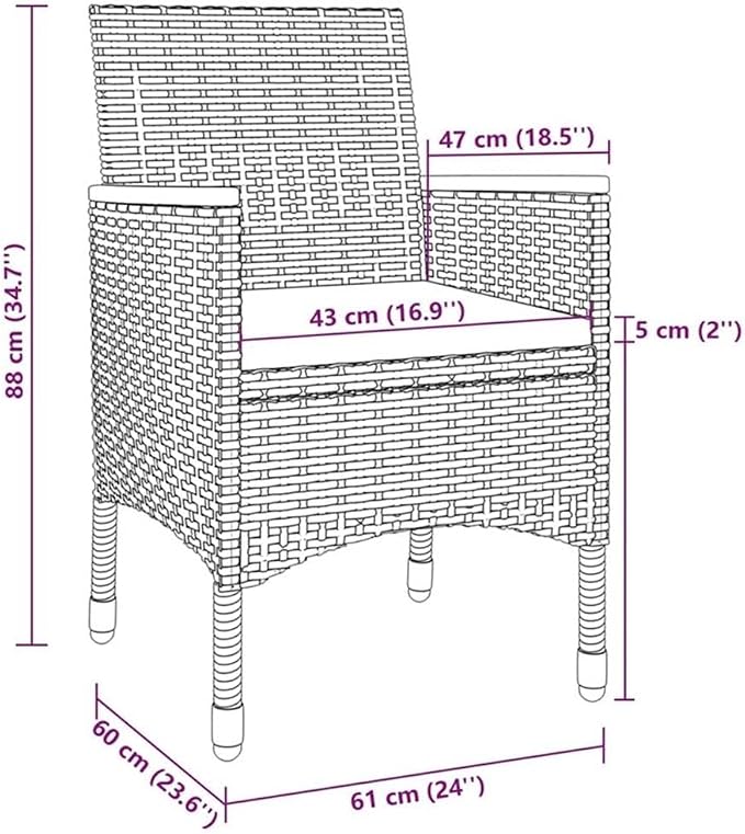 BOWERY HILL Contemporary 5 Piece Patio Dining Set, PE Rattan Weather-Resistant Seats, Gray Finish with Cushions, Glass Tabletop, Compact Outdoor Garden and Terrace Furniture for 4 People