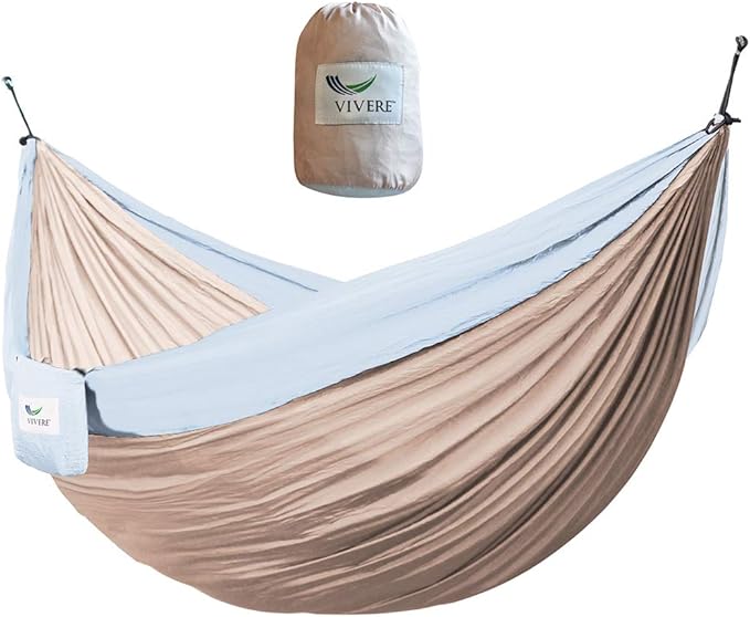 Vivere Double Parachute Camping Hammock, Includes Stuff-Sack (Sand/Sky)