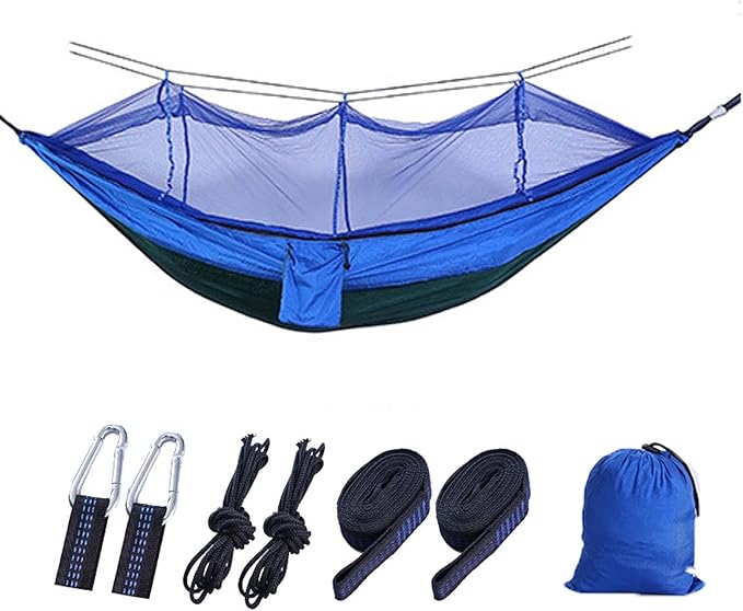 Double Hammock Swing, Portable Hammock with Mosquito Net, Camping Hammocks for Outside, Parachute Nylon Hammock, Heavy Duty Hammock, Double Tree Hammock