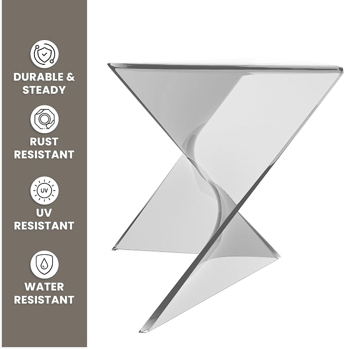 LeisureMod 15.75" Triangular Side Table, Stackable Plastic Accent End Table for Indoor & Outdoor Use, Weather-Resistant Modern Patio & Living Room Table, Set of 2, Clear