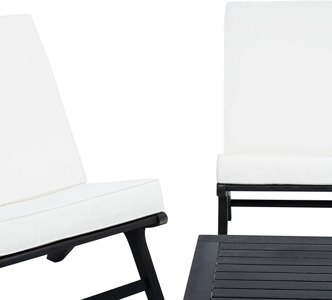 SAFAVIEH Outdoor Collection Chaston Black/Beige Cushion 4-Piece Conversation Patio Set