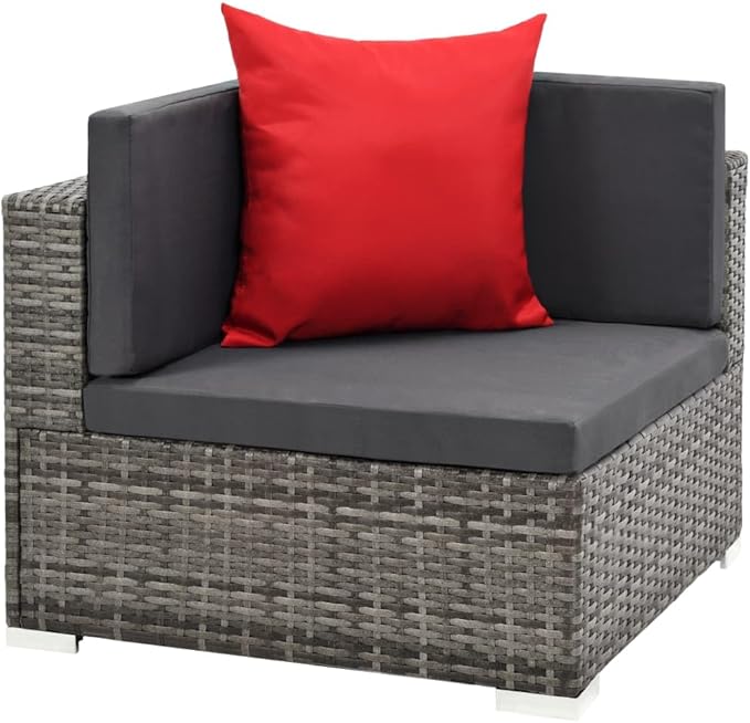 7 Piece Patio Lounge Set with Cushions, Outdoor Sofa Sets Patio Conversation Set Porch Furniture Set Sectional Sofa for Poolside Piazza Exhibition Negotiation Area Poly Rattan Gray