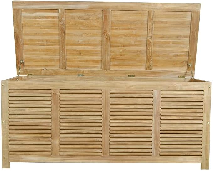 Anderson Teak CB-001 Amberly Cushion Outdoor Storage Box, Natural