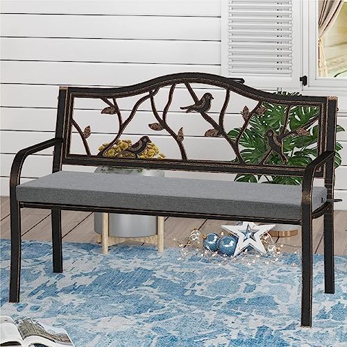 FUNHOME Outdoor Bench Cushion Covers,45" x 18" x 3", No Insert! Patio Cushion Covers Replacement for Outdoor Furniture,Water Resistant Patio Loveseat Cushion Covers1 Pack, Grey (Covers ONLY)