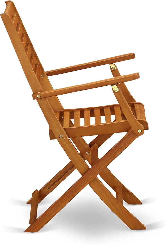 East West Furniture AEBS5CANA 5 Piece Patio Garden Table Set Includes a Rectangle Outdoor Acacia Wood Dining Table and 4 Folding Arm Chairs, 36x60 Inch, Natural Oil
