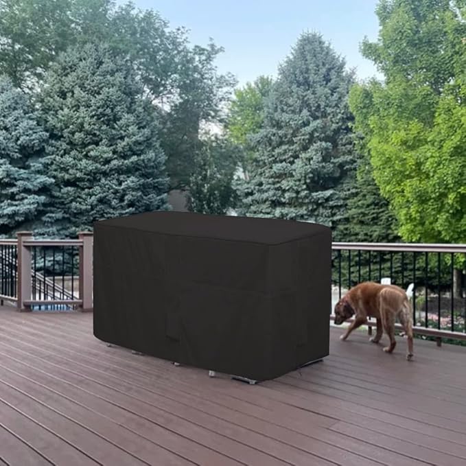 Outdoor Bar Height Dining Set Cover Heavy Duty Waterproof Patio Dining Set Cover for Rectangular 6 - Person 60'' Long Bar Height Dining Set, Black