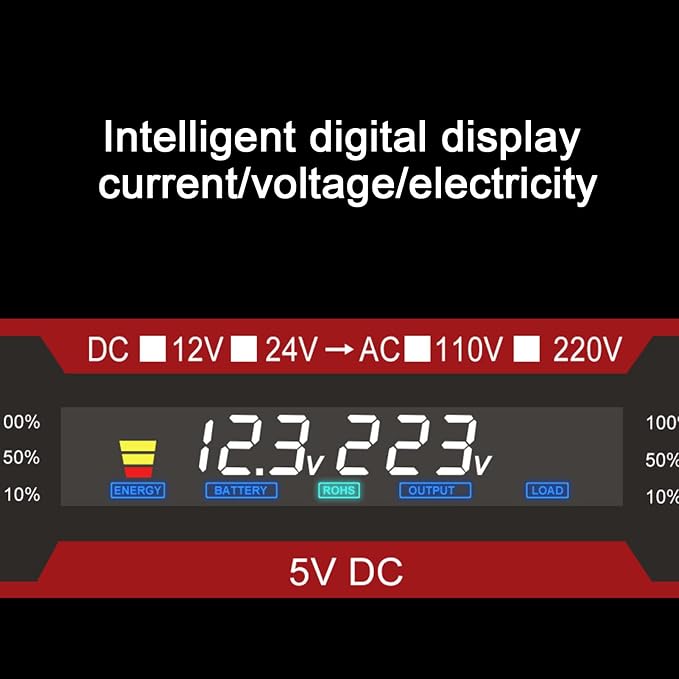 3000W 4000W 6000W Car Inverter DC 12V 24V to AC 110V 220V Modified Sine Wave Power Voltage Converter with Smart Digital Display Screen,6000W-24V