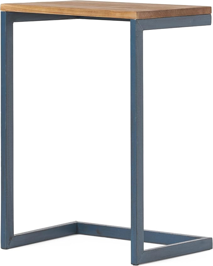 Christopher Knight Home Kora Outdoor Firwood C-Shaped Accent Table, Antique / Black With Blue