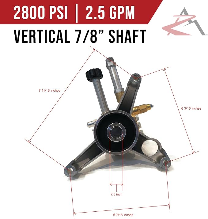 The ROP Shop OEM AR 7/8" Shaft 2800 PSI Vertical Gas Pressure Washer Pump for Craftsman 020606-02