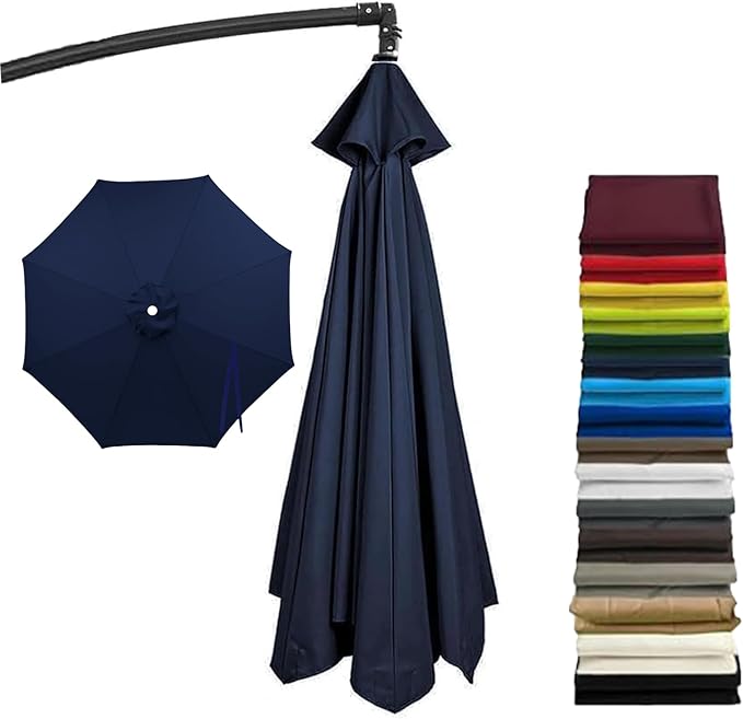 11ft Umbrella Replacement Canopy, Patio 8 Ribs Sun Umberlla Cover UV 50+ Protection Waterproof Cantilever for Garden, Backyard, Pool