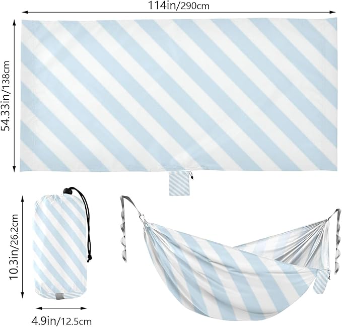 Blue Diagonal Stripe 330lb Capacity Hammocks for Camping Swing Hammock for Outside Patio Backyard Poolside para ir de Camping
