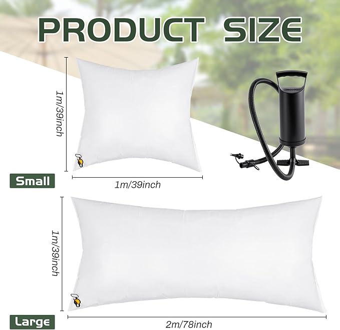 AceOrbit 2 Pcs Large Patio Furniture Cover Airbag Rectangle 78 x 39 Inch/39 x 39 Inch with Air Pump Table Air Pillow Inflatable Support Protection for Outdoor Prevent Rain Snow Leaves Dust and Debris