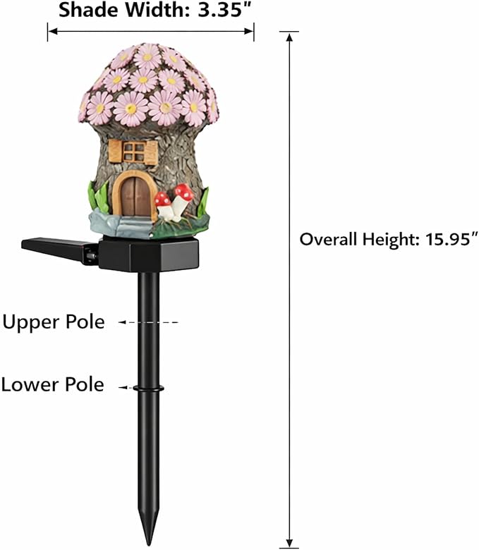 Solar Garden Lights Outdoor, 2 Pack Decorative Solar Flower Cottage Pathway Lights Waterproof, Resin Fairy Garden Lights for Yard Lawn Patio Decor