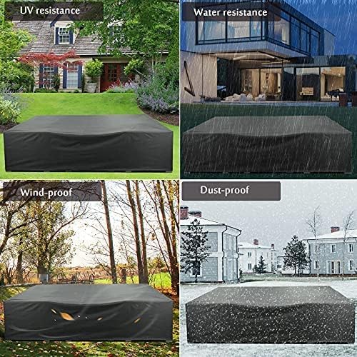 AKEfit Patio Furniture Covers,500D Heavy Duty Waterproof for Outdoor Square and Retangle Patio Table and Chair Covers,Grey-110"L x 84"W x 28"H