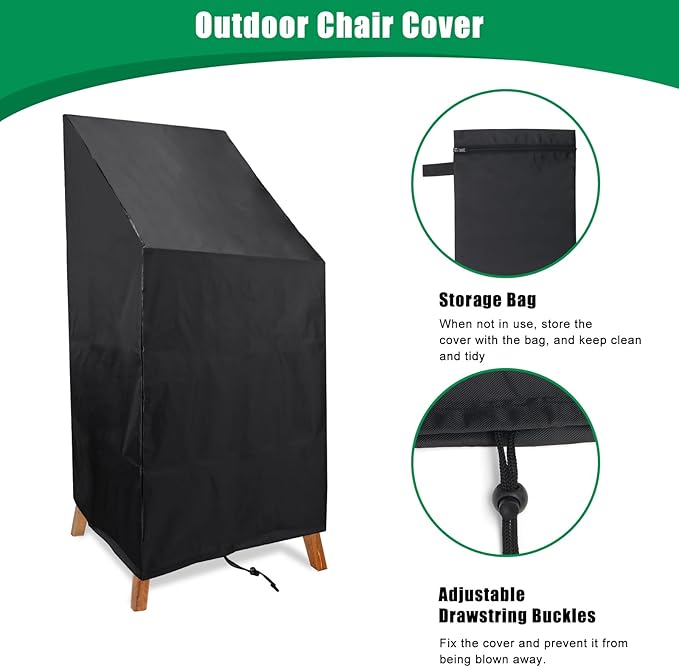 Outdoor Chair Cover Waterproof, High Back Stackable Patio Chair Cover for Outdoor Lawn Furniture for Protecting (51x25x25in)