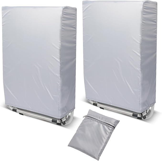 Zero Gravity Folding Chair Covers 2PCS, Waterproof UV-Proof 420D Oxford Cloth Lawn Patio Furniture Covers All Weather Resistant, Anti Gravity Chair Covers for Folding Chairs, 28"W x 13"D x 43"H, Grey