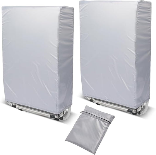 Zero Gravity Folding Chair Covers 2PCS, Waterproof UV-Proof 420D Oxford Cloth Lawn Patio Furniture Covers All Weather Resistant, Anti Gravity Chair Covers for Folding Chairs, 28"W x 13"D x 43"H, Grey