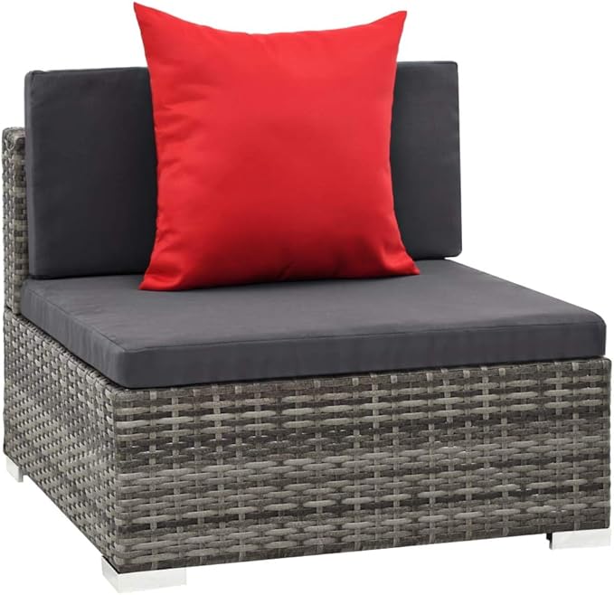 Patio Lounge Set with Cushions,Outdoor Furniture,Outdoor Furniture Sets,Patio Conversation Sets,for Garden,Deck,Backyard,7 Piece Poly Rattan Gray