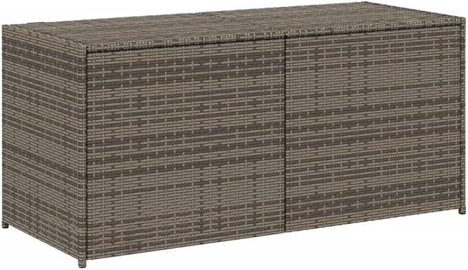 74.8 Gal Outdoor Storage Box, Patio Rattan Deck Box, Wicker Storage Bin Deck Box, Poly Rattan Patio Storage Chest with Hinged Lid for Cushions, Pillows, 47.2"x19.7"x22" Gray