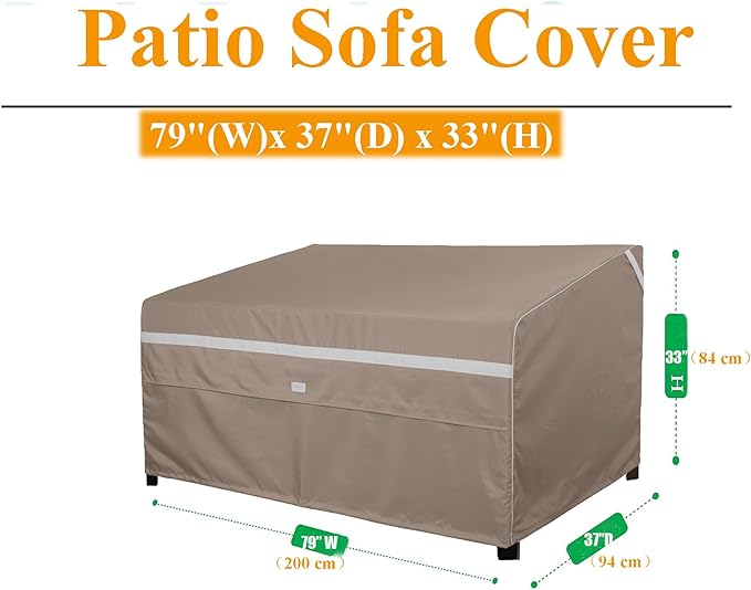 Heavy Duty Waterproof Outdoor Patio Loveseat Sofa Cover UV Resistant Patio Furniture Covers 2 Seater 79"W X 37"D X 33"H Dark Grey