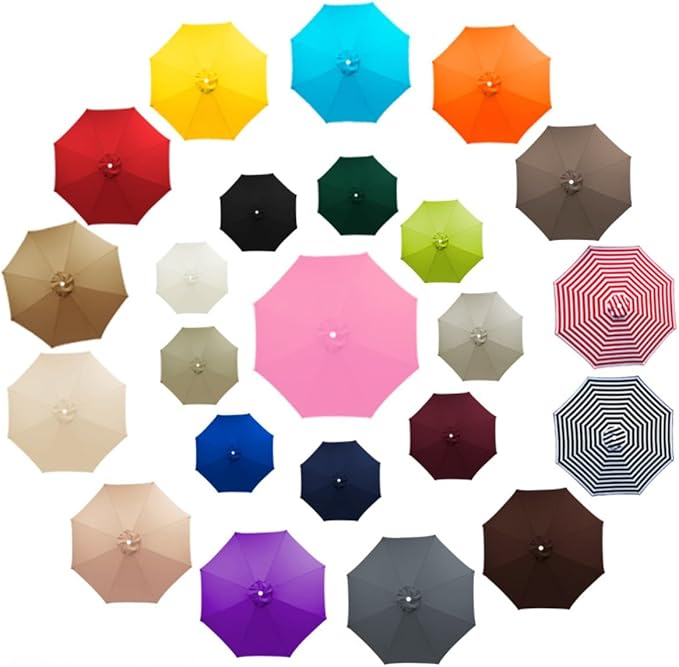 Patio Umbrella Replacement Canopy 6.6ft 7ft 8.2ft 9.2ft 9.8ft for 6/8 Ribs, Market Umbrella Top Cover, UV Protective Waterproof Polyester Fabric, Canopy Only
