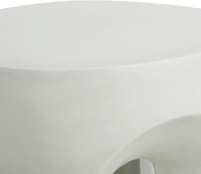 Round Outdoor Side Table, Antique White, No Assembly