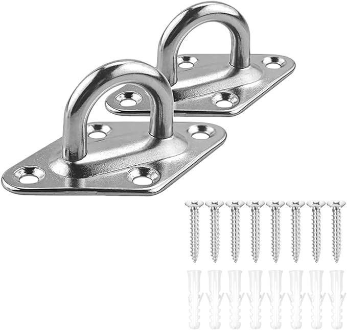 Heavy Duty Hammock Wall Mount Kit, 1000 lb Capacity, Steel Hooks and Carabiners, Indoor Outdoor