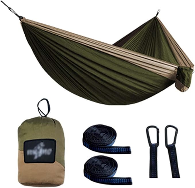 BNEI Camping Hammock - Portable Canvas Hammock, Breathable and Comfortable, with a Load Capacity of 300kg, Suitable for Outdoor, Patio, Terrace (Khaki)