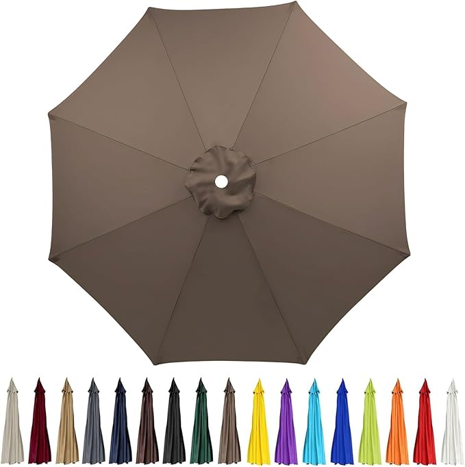 9ft Patio Umbrella Replacement Canopy for 8 Rib, Market Yard Umbrella Replacement Top Cover Fit Outdoor Umbrella (Canopy Only),Dark Topaz