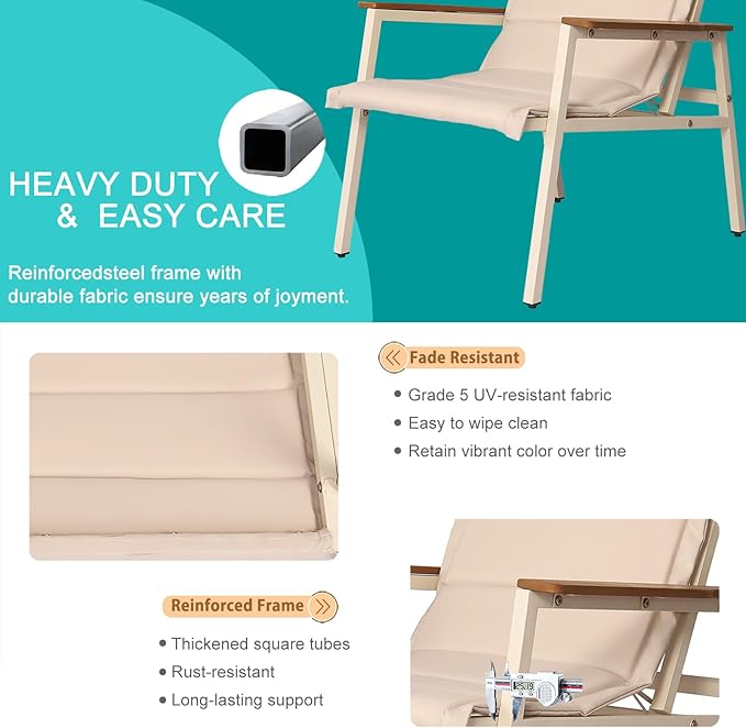 Suntone 4 Pieces Outdoor Patio Furniture Set, Garden Patio Conversation Sets with Padded Suspended Cushion, Outdoor Furniture Set for Lawn Backyard Balcony, Beige