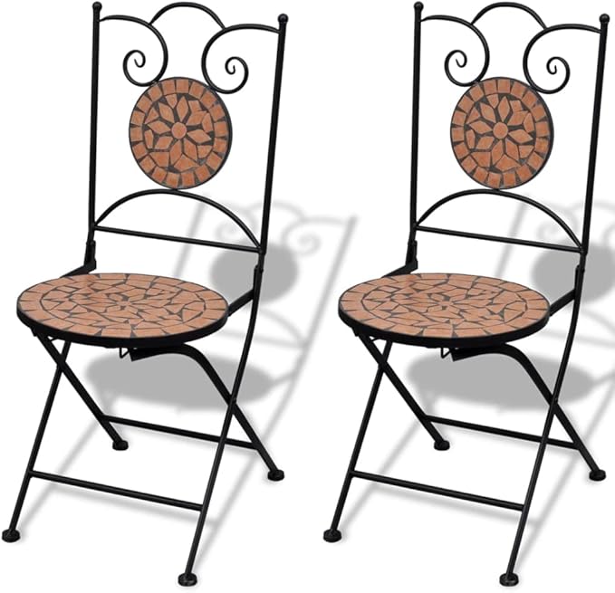 Bistro Set,Patio Lounge Set,Outdoor Patio Furniture,Outdoor Chat Conversation Set,Garden Furniture Sets,for Patio,Backyard,Garden,3 Piece Ceramic Tile Terracotta
