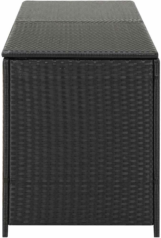 Poly Rattan Storage Box with PE Liner and Gas Lift, 78.7"x19.6"x23.6" Outdoor Patio Storage Chest, Black