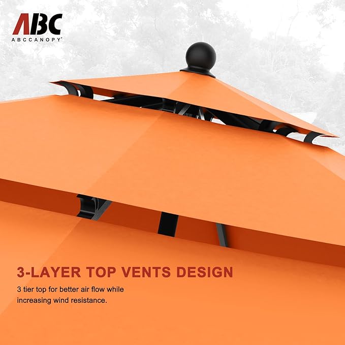 ABCCANOPY Patio Umbrellas 3-Tiers 11FT (Orange)