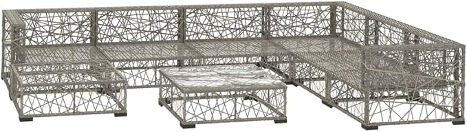 8 Piece Patio Lounge Set with Cushions, Front Porch Furniture Outdoor Dining Sets Porch Furniture Set Patio Conversation Set for Garden Exhibition Poolside Negotiation Area Poly Rattan Gray