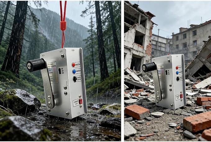 Hand Crank Generator Mini Portable Emergency Power Supply, Plasma Lighter, Flashlight, FM Radio, Emergency Power Bank, Portable Aluminum Alloy Survival Gear
