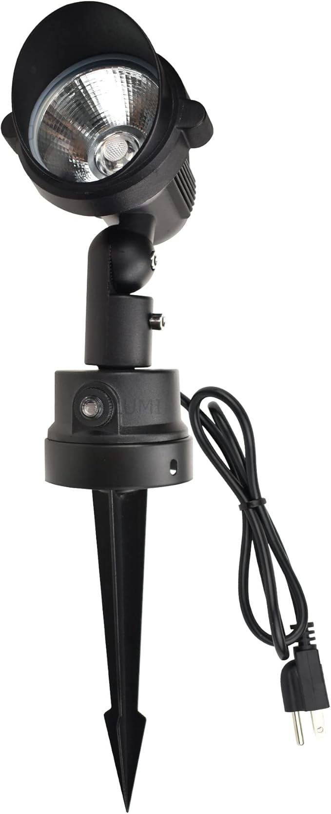 GBS9912 Outdoor LED Spotlight with Photocell Sensor, 120V 12W 5000K Daylight White, Photocell Enabled, 3 FT Cord with Plug in Outdoor Lighting, Black