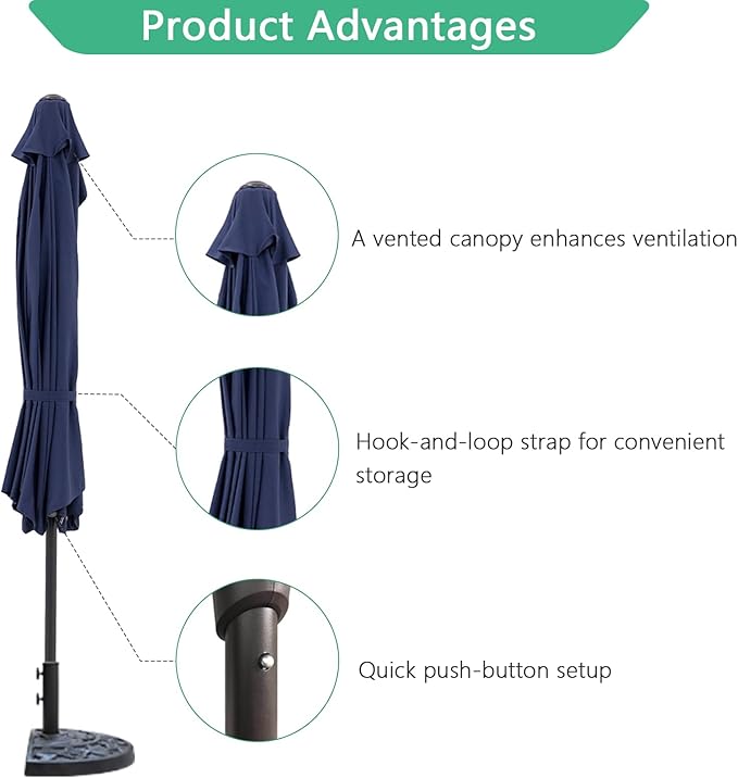 Helios&Hestia 9 ft Small Half Round Wall Outdoor Market Patio Umbrella with Tilt and Crank for Garden, Deck, Balcony