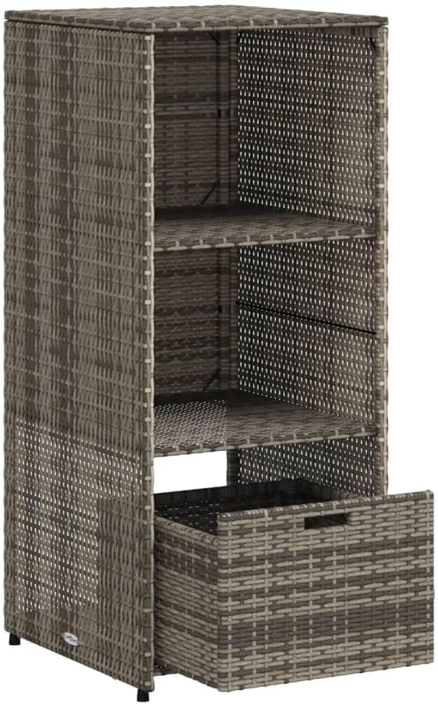 Grey PE Rattan Outdoor Storage Cabinet 21.7"x19.7"x45.3", Adjustable Shelves, Tool & Cushion Organizer, Wall-Mount Deck Box for Patio/Balcony/Garage