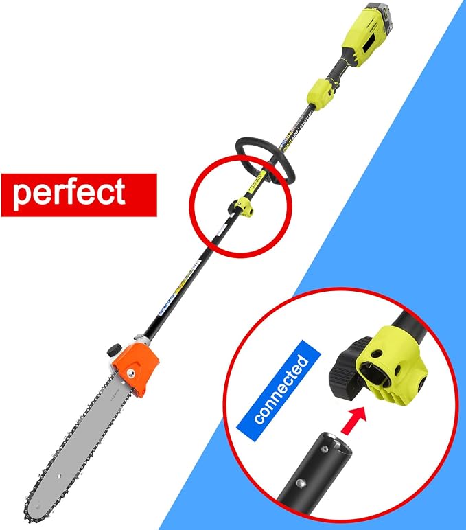 Gabasinove Pole Saw Chain attachment Compatible With Ryobi's Homelite Snapper Craftsman John Deere's WORX brushcutter Trimmethead and Powerhead Black