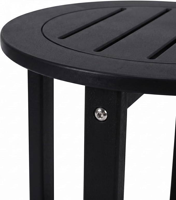 Outdoor Side Table for Patio Round HDPE Outdoor End Table with Storage Shelf，Plant Stand Tables for Patio Porch Balcony Garden,Weatherproof，Black