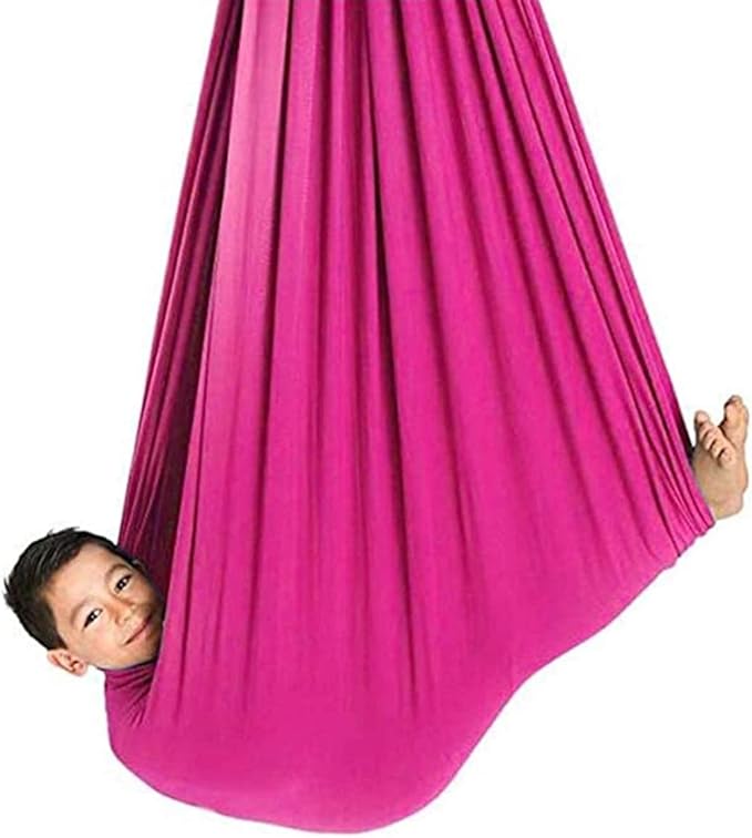Indoor Kids Therapy Swing for Children Portable Cuddle Hammock Up to 440lbs for Autism ADHD ADD Sensory Integration Chairtoy (Color : Rose red, Size : 100 x 280 cm)