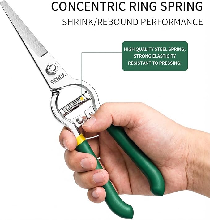 8" Pruning Shears, Dual-Color Coated Garden Scissors with Non-Slip Ergonomic Handle, Bypass Pruning Shears for Gardening, Trimming & Branch Cutting