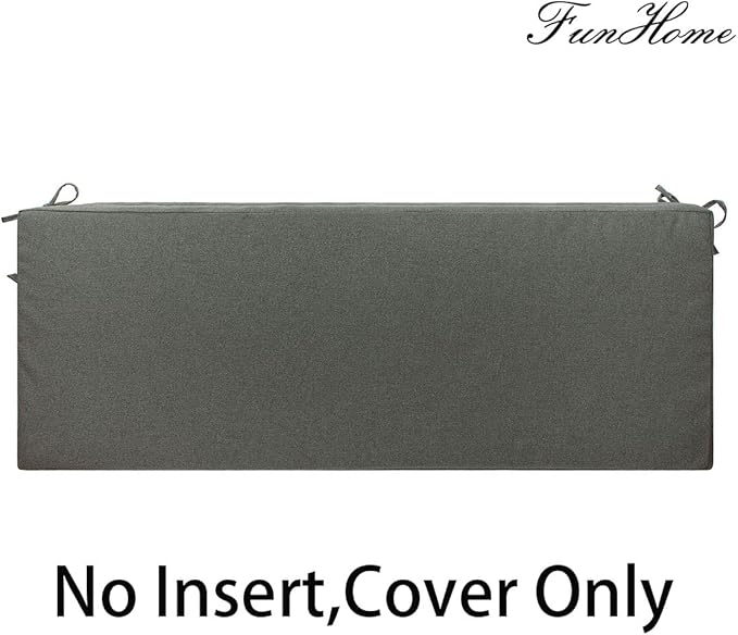 FUNHOME Outdoor Bench Cushion Cover 45 x18 x 3 inch,Water Resistant Cover with Zipper&Ties,Fade-Resistant Slipcover,Patio Porch Swing Cushion Cover Replacement Only,No Insert(Dark Gray)