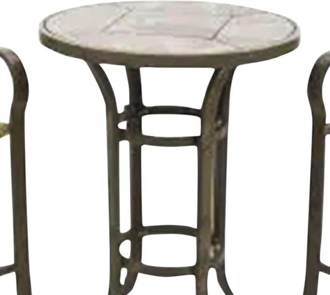 Four Seasons Courtyard Amalfi 3 Piece Woven Outdoor Balcony Furniture, Patio Dining Set with Steel Frame, Includes 1 Table and 2 Chairs, Beige