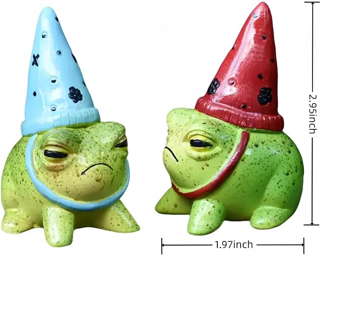 Charming Resin Frog Figurines with Hats, Miniature Garden Animal Statues, Decorative Flower-Themed Fairy Garden Accents for Succulent Planters, Outdoor & Indoor