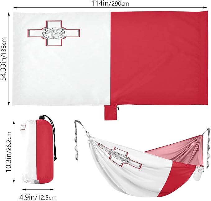 National Flag of Malta Hammocks with Portabl Carry Bag Backyard Hammock for Indoor Outdoor Patio