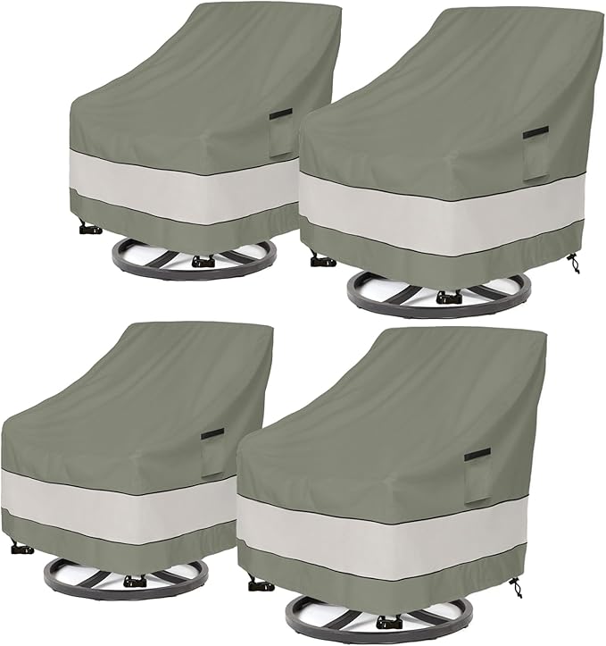 Patio Chair Covers Waterproof Patio Furniture Covers,30W x 34D x 38 H Inches Outdoor Swivel Chair Cover 4 Pack -Grayish Green