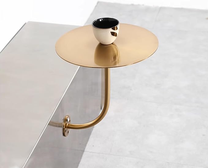 Round Bistro Pub Table - Silver Stainless Steel Wall-Mount Cocktail Table for Indoor/Outdoor Dining - Compact 19.7"x19.7"x17.7" Space-Saving Design