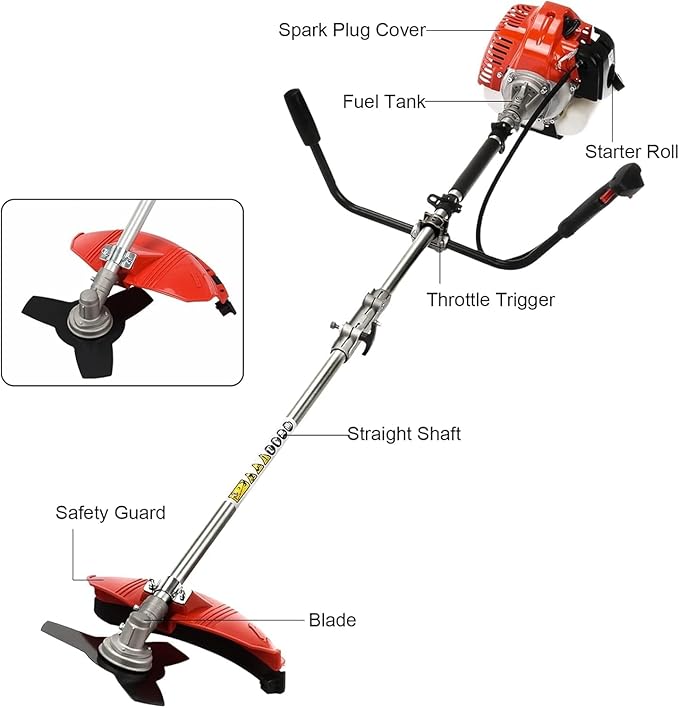 52CC 2-Stroke Gas Weed Eater, Gas String Trimmer, Gasoline Powered Weeds Eater, Weed Wacker, Gasoline Trimmer for Lawn Garden Yard, Red